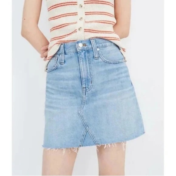 Madewell Rigid Denim A-Line Mini Skirt Sz 24 - Picture 1 of 12